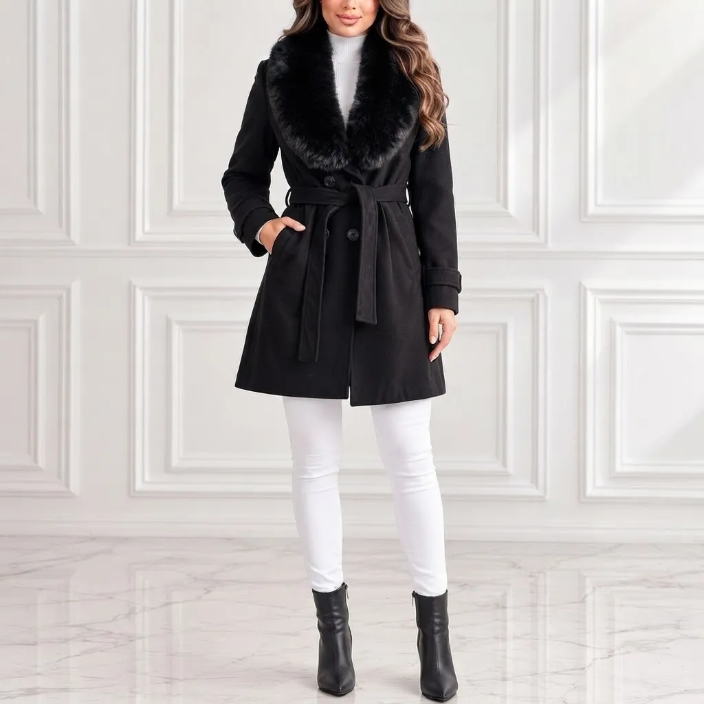 2024-230X abrigo para mujer, camell y negro 15307