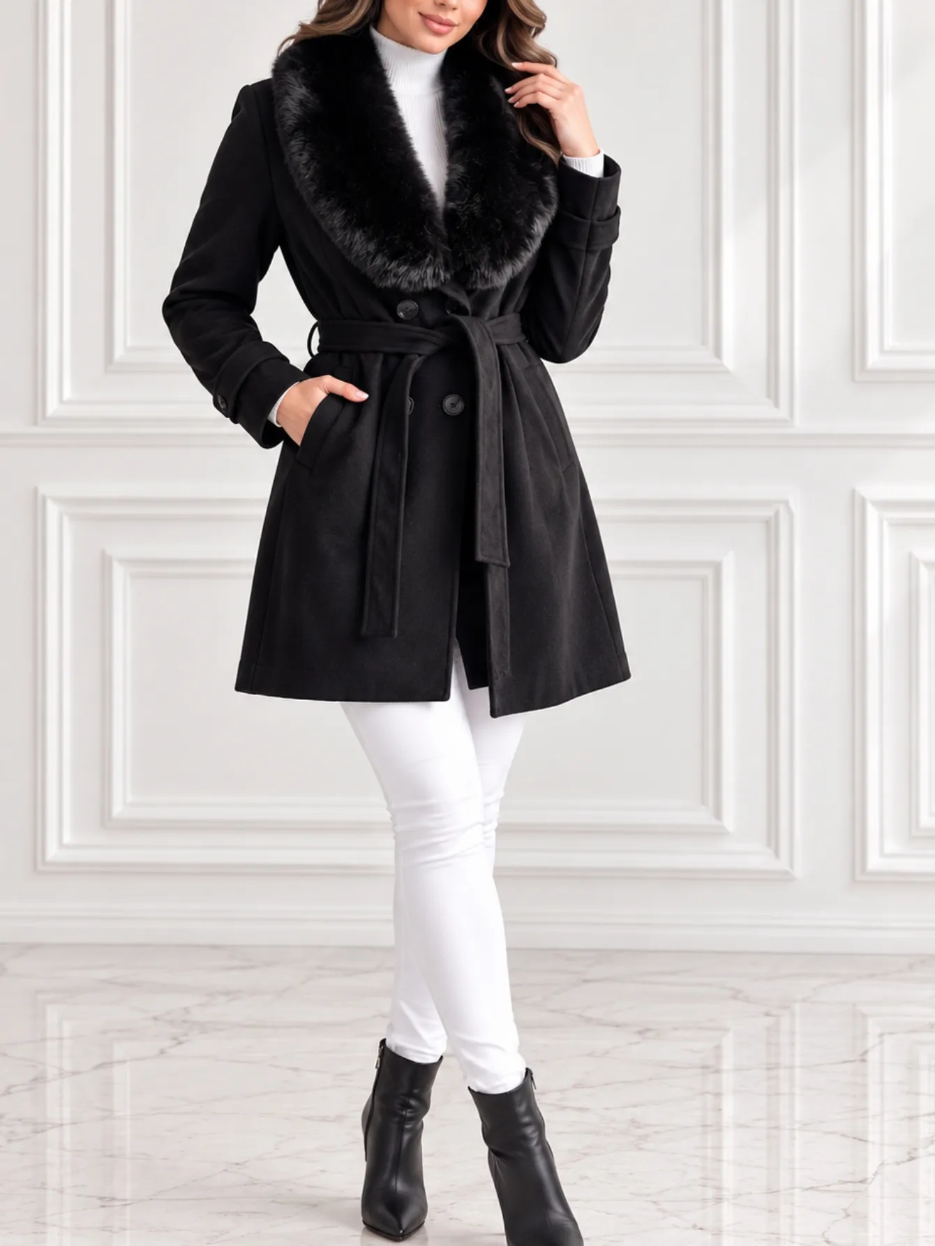 2024-230X abrigo para mujer, camell y negro 15307