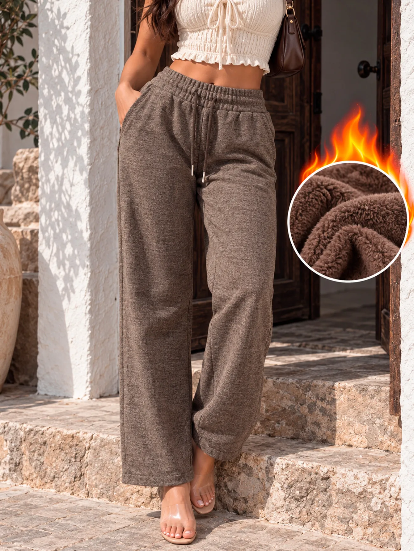 AD2650 Pantalón afelpado ligero con estampado 15880
