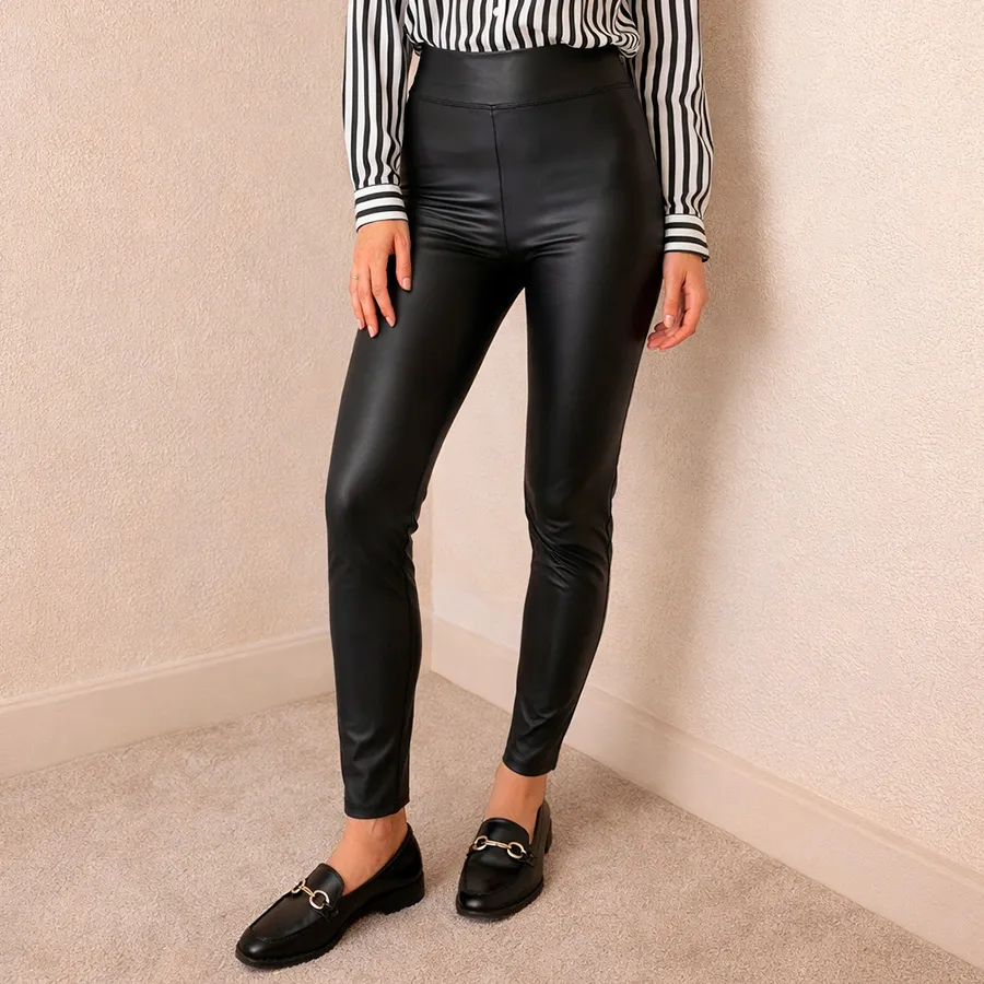 P6019-UNI-N LEGGINS VINIPIEL NEGRO 10278