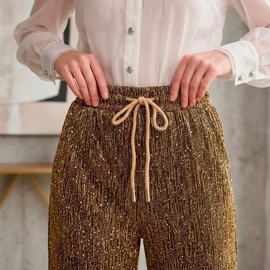 3365 PANTALON DE MUJER BRILLOSO 9506