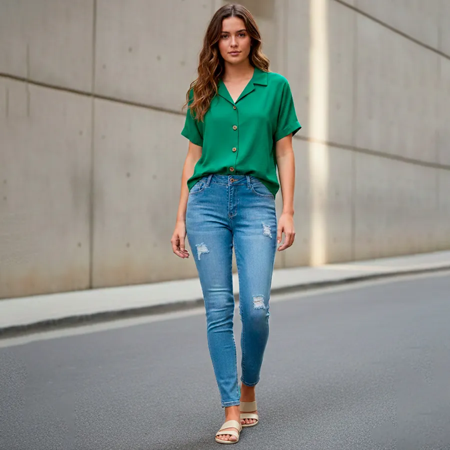 S1002 JEANS ENTUBADO DE MUJJER 9393