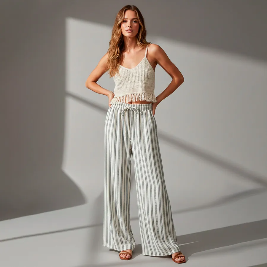 AD2617 PANTALON PIERNA ANCHA RAYAS 9264