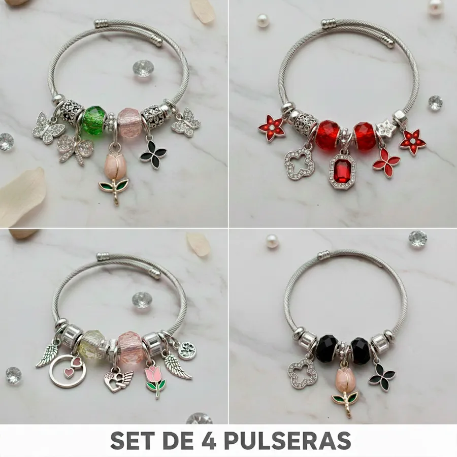 4367-1 KIT DE 4 PULSERA PLATA 6038