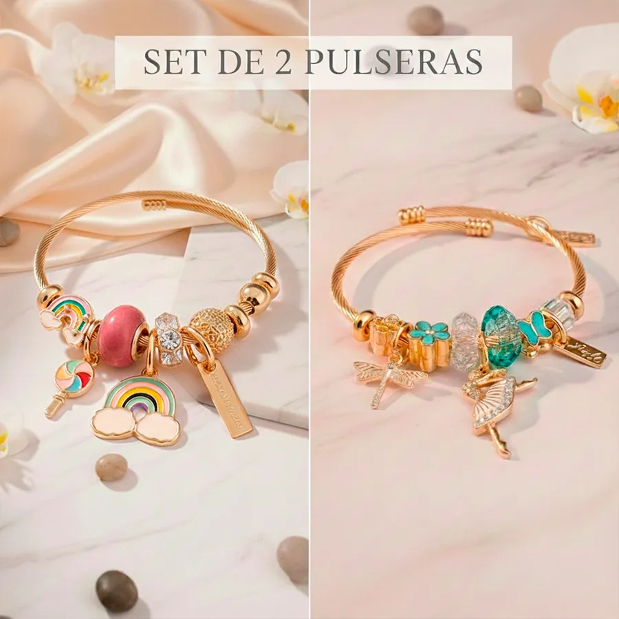 4367-3 KIT DE 2 PULSERAS DORADAS 6037