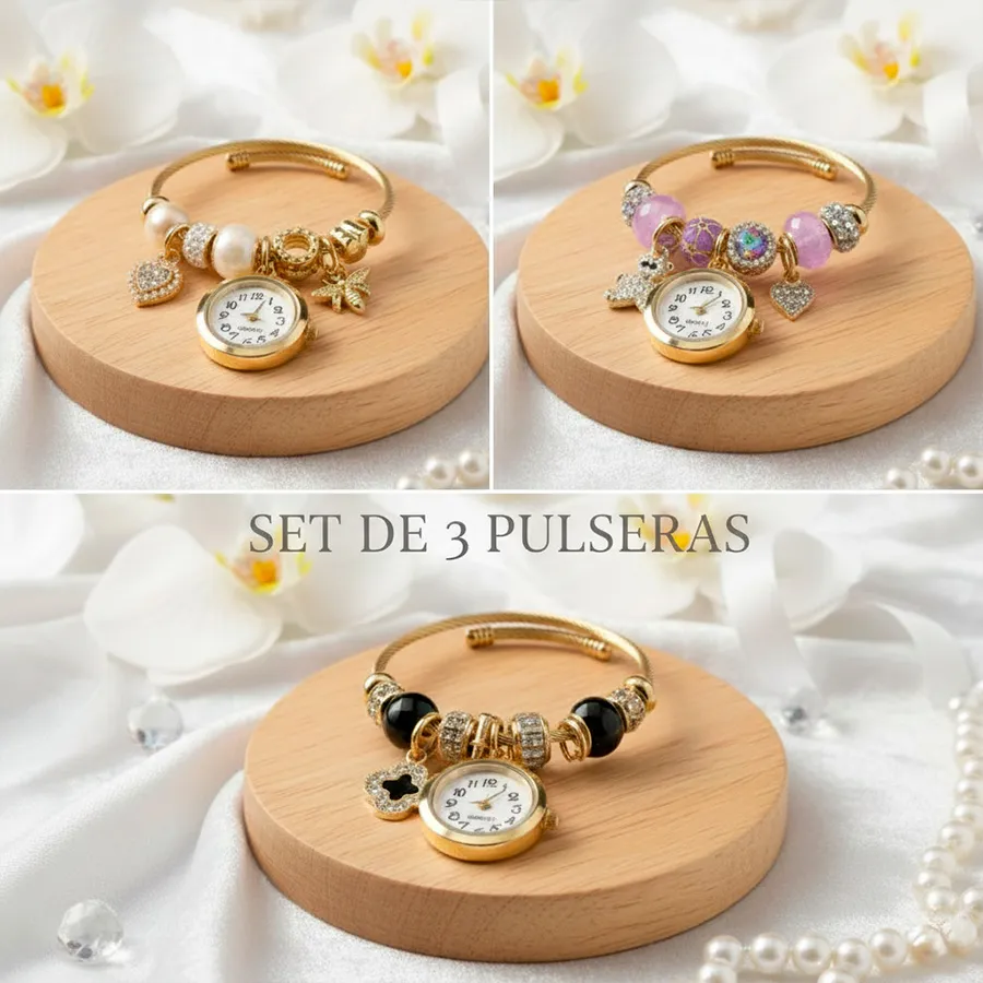 4367-6 KIT DE 3 PULSERAS CON RELOJ 6039