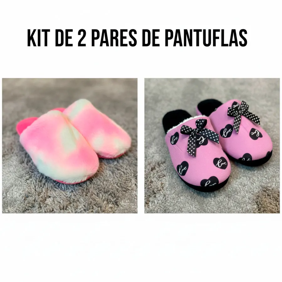 PANTUFLA-02 KIT DE 2 PARES DE PANTUFLAS 6942