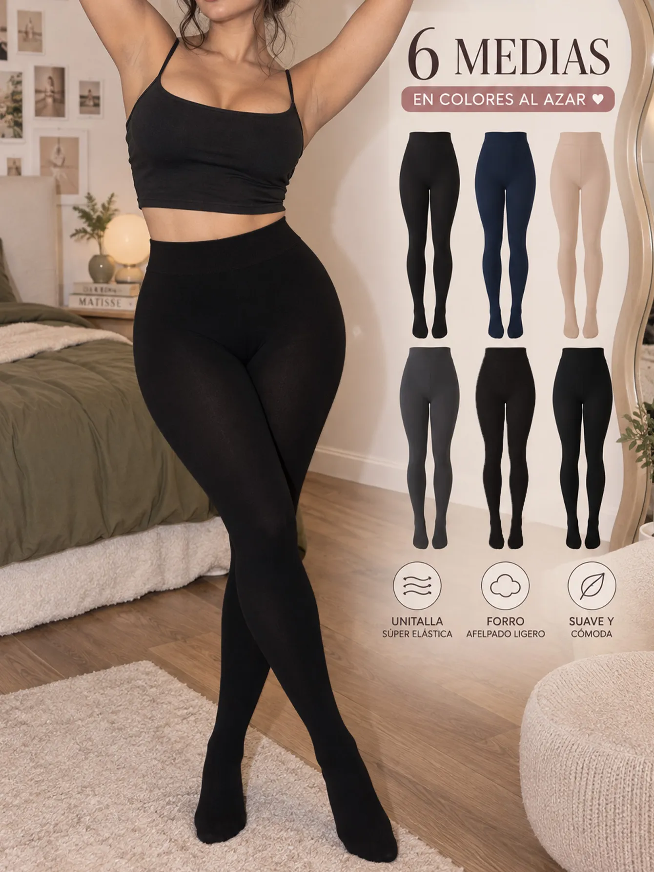 3303-UNI-N Medias Afelpadas ligeras-6 pcs 15369