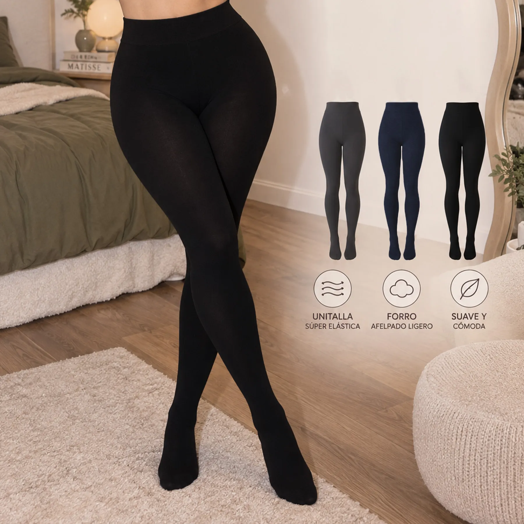 3303-UNI-N Medias Afelpadas ligeras-6 pcs 15369