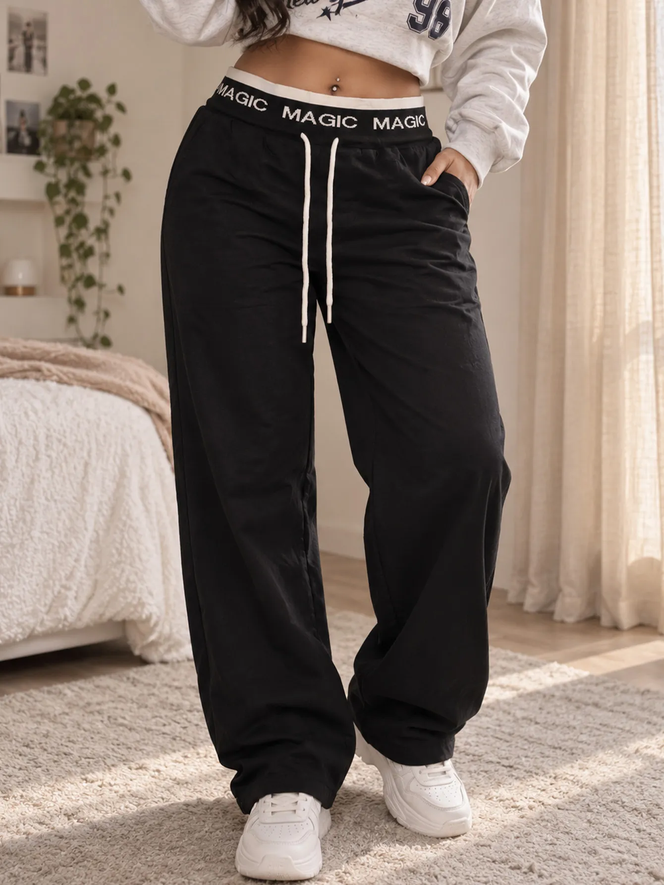 AD2648 Pantalón con elástico en la cintura  alto 15641