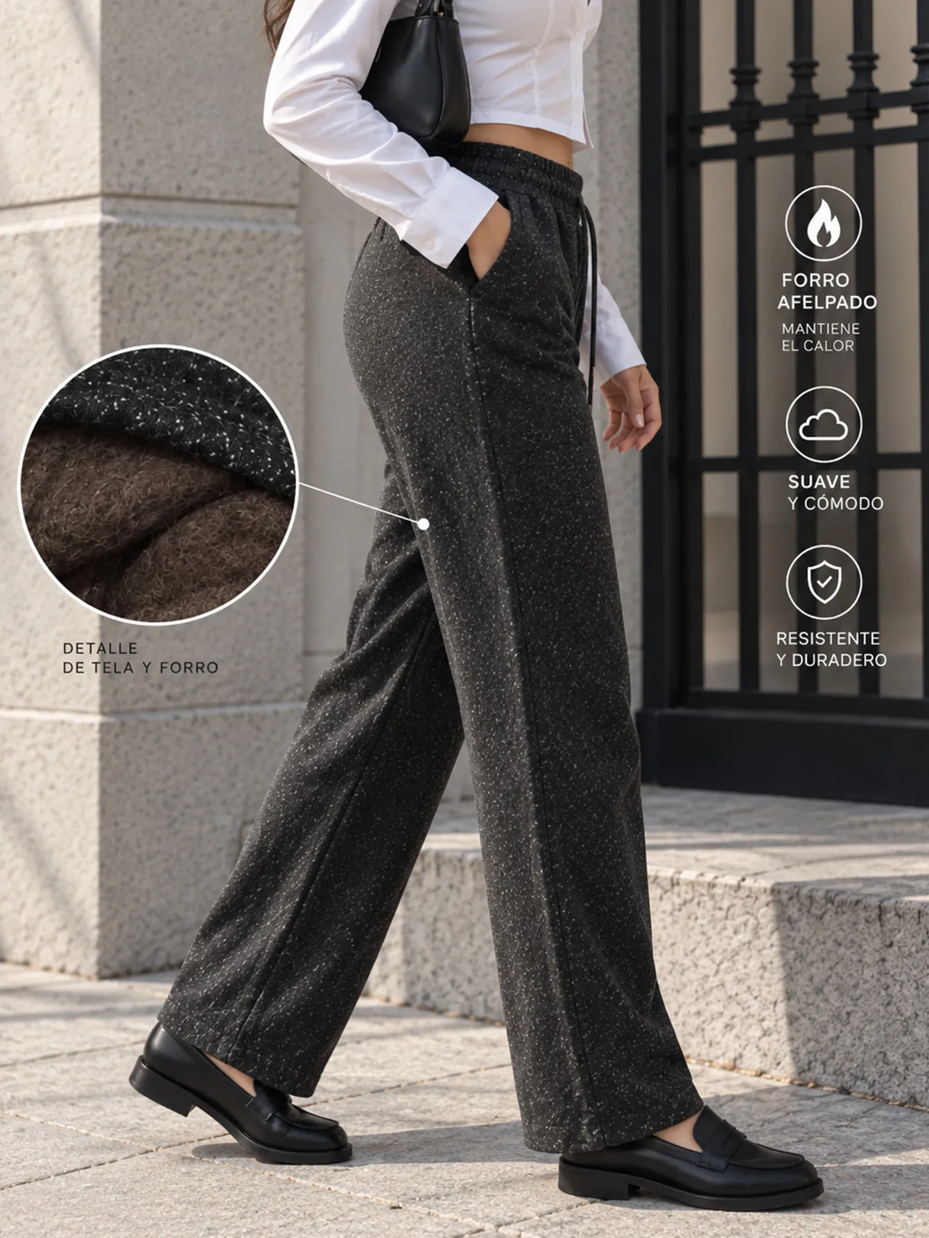 AD2650 Pantalón jaspeado con forro interior afelpado 15652