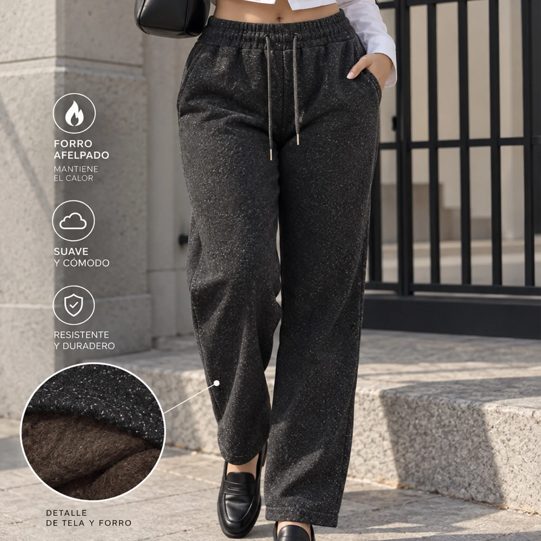 AD2650 Pantalón jaspeado con forro interior afelpado 15652